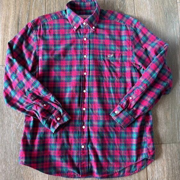 Vineyard Vines Men's flannel soft Tucker Shirt red plaid size large - Picture 1 of 8